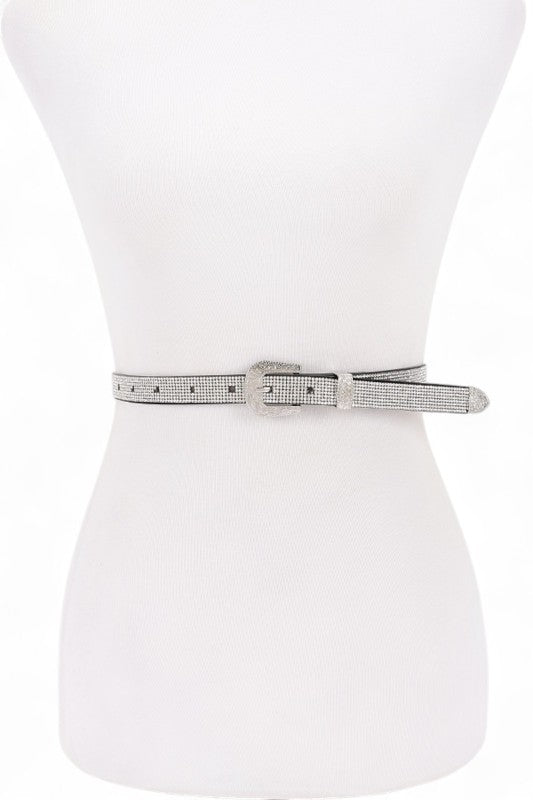 Silver belt on a white mannequin with a white background