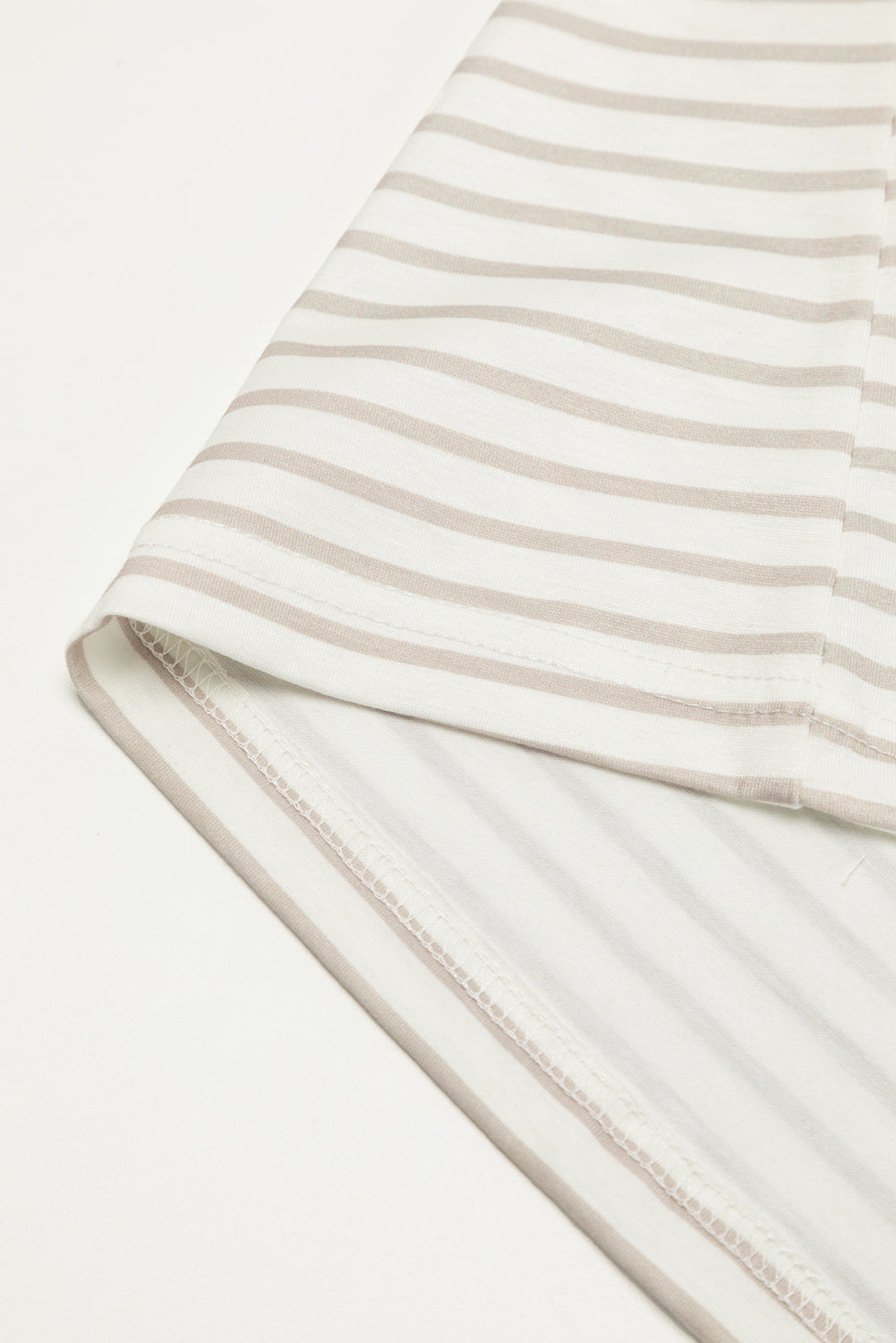 Striped Tee with Lace Splicing & Ruffle Sleeve