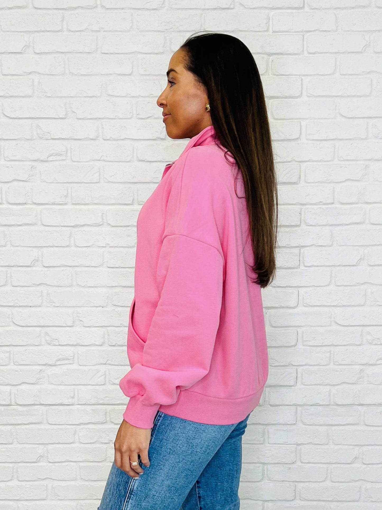 Delight Half Zip Pullover in Pink