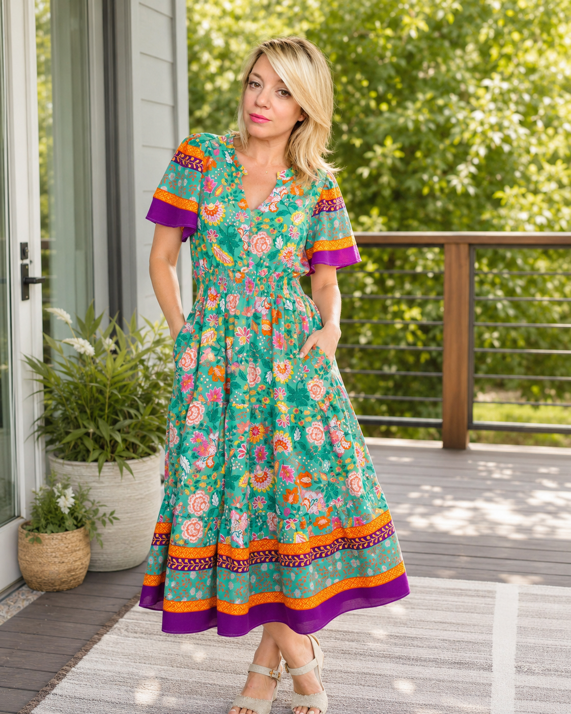 wildflower dress Yellow Floral Maxi | Trendy Women's Dress line dress which is so soft and comfortable to wear Wildflower Wish Gathered Tier Dress