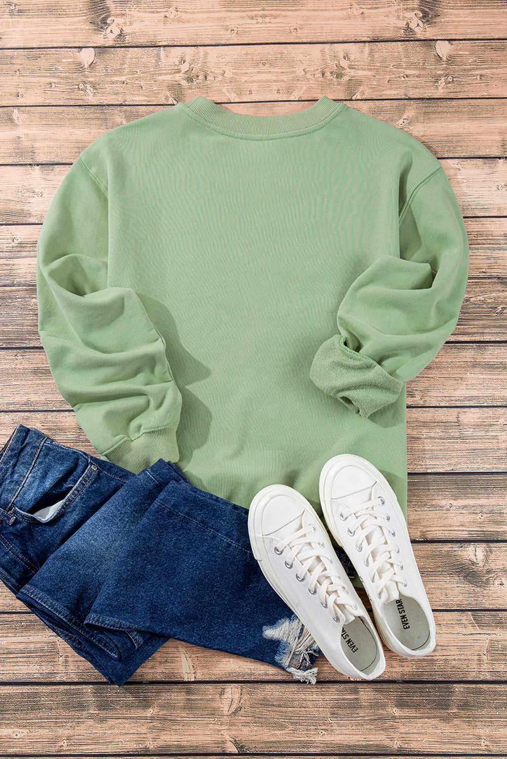 Plain Drop Shoulder Crewneck Pullover Sweatshirt