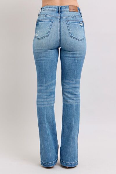 Judy Blue Tummy Control Vintage Wash Side Slit Slim Boot Jeans