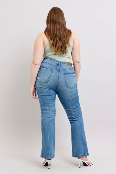 Judy Blue Tummy Control Vintage Wash Side Slit Slim Boot Jeans