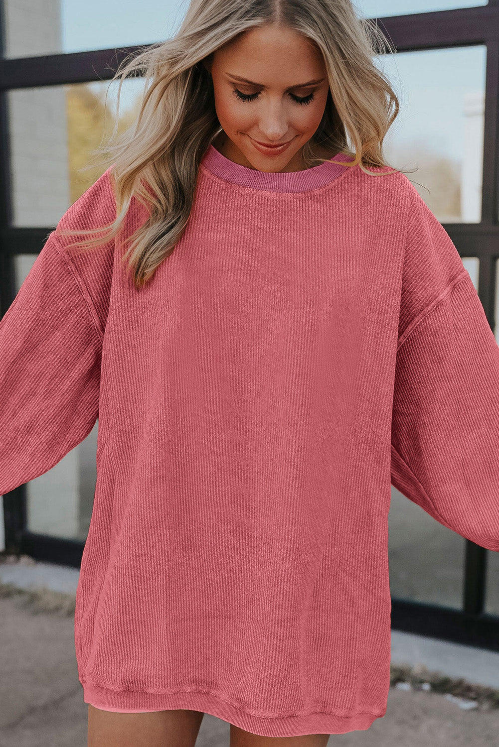 Ribbed Corduroy Oversized Sweatshirt