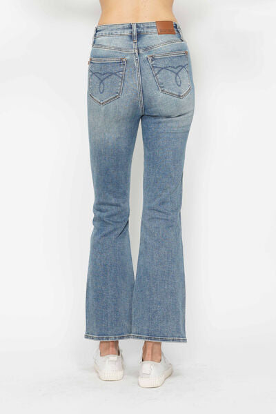 Judy Blue Tummy Control Back Embroidered Pocketed Bootcut Jeans