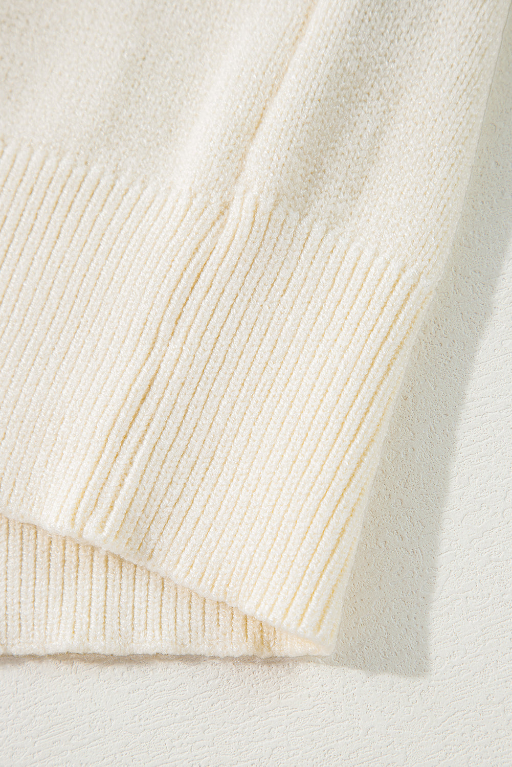 Boo Knitted Pattern Ribbed Edge Drop Shoulder Sweater