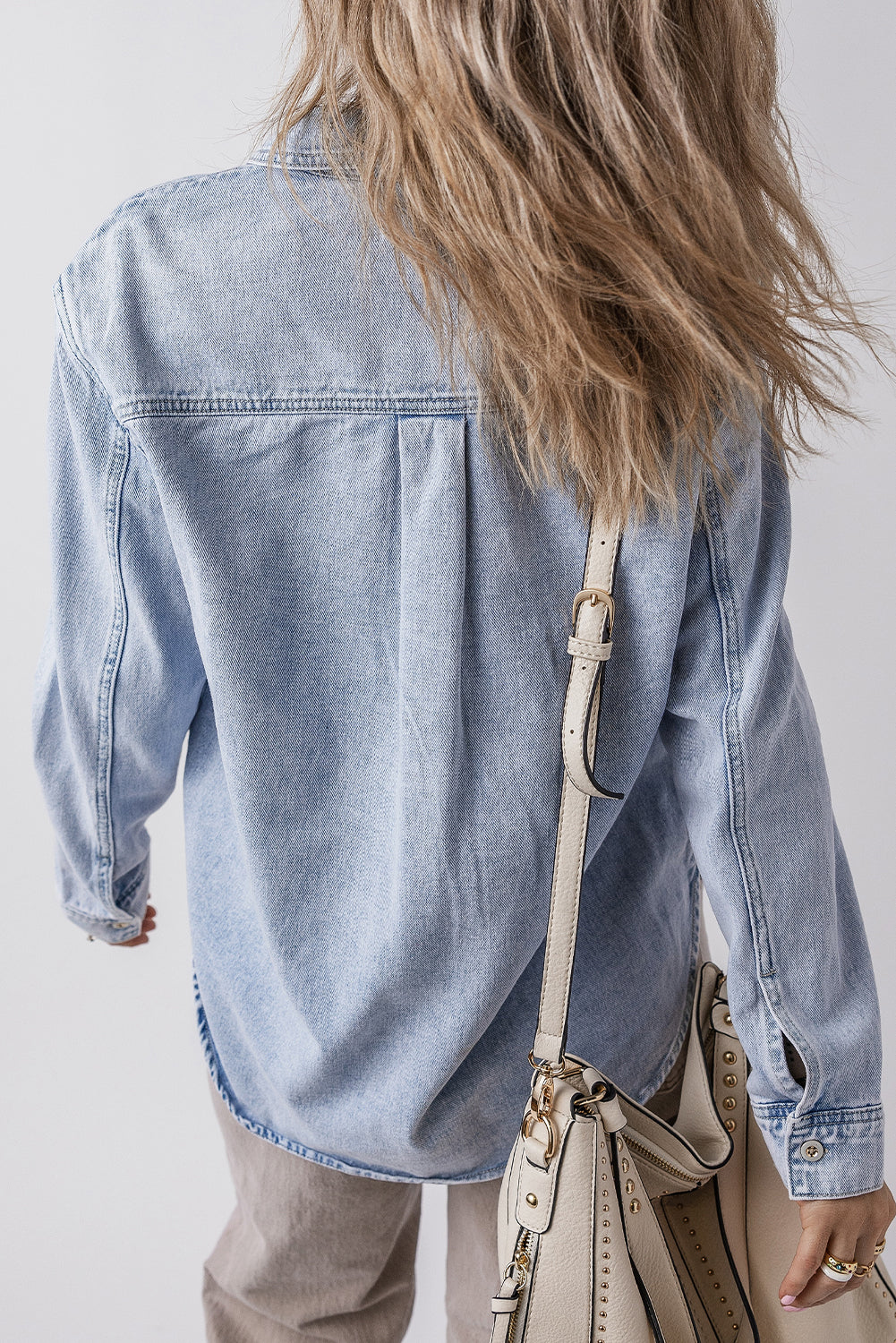 Long Sleeve Buttoned Chest Pocket Denim Shacket