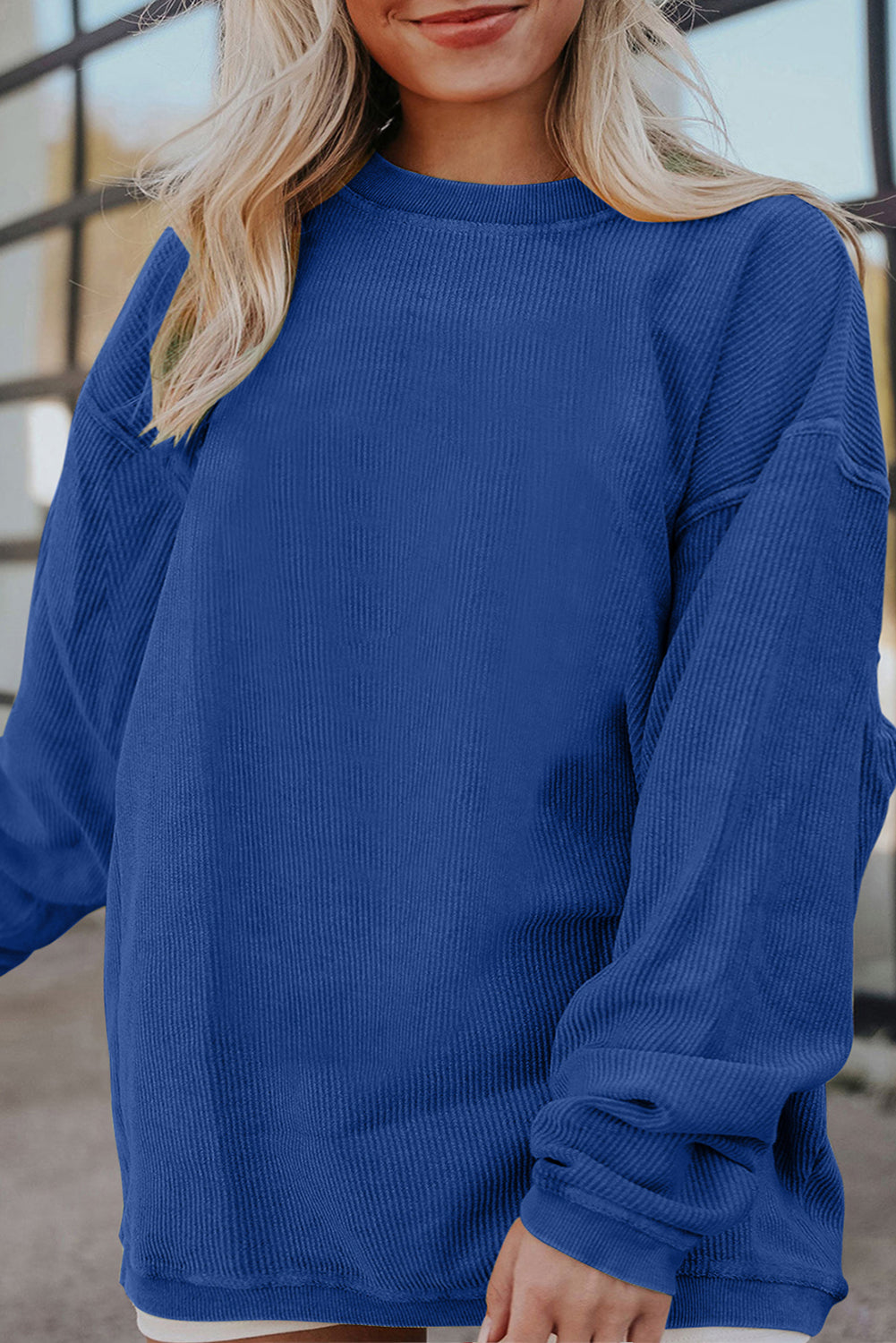 Ribbed Corduroy Oversized Sweatshirt