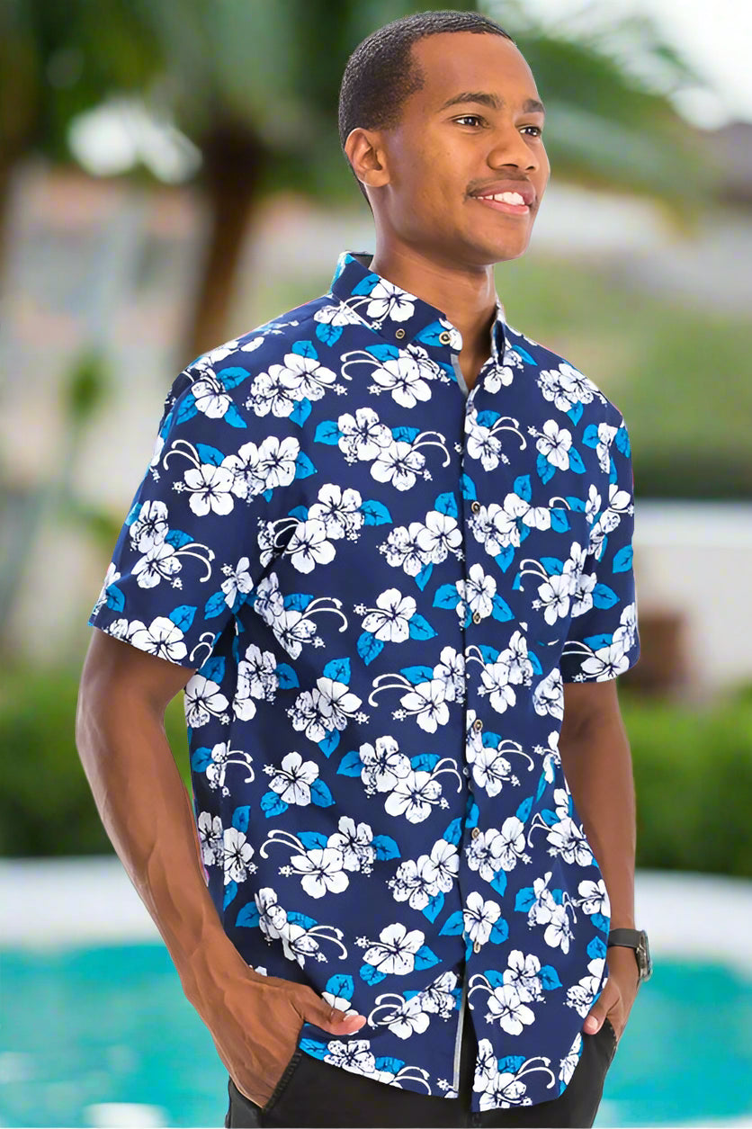 Men's Hawaiian Button Down Collar Shirt