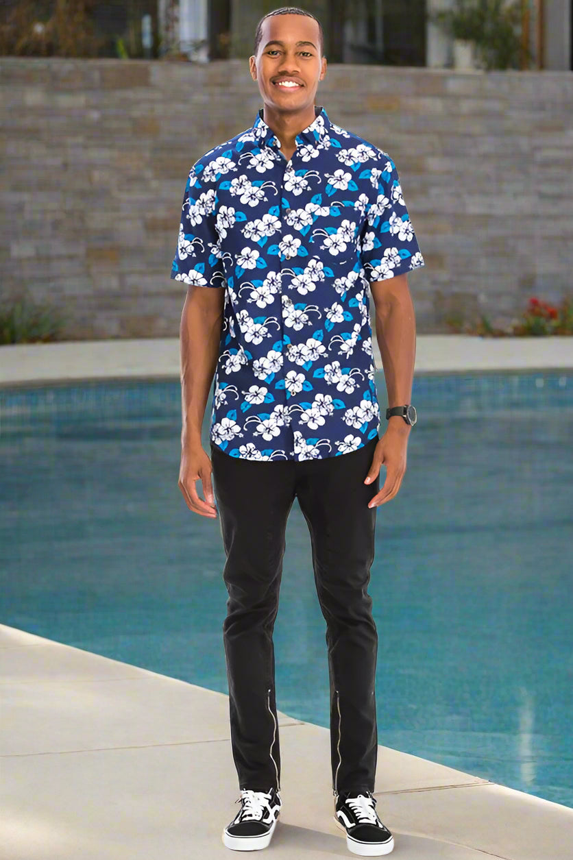 mens hawaiian dress shirts Men’s Hawaiian Button Down Collar Shirt