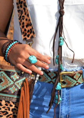 Turquoise Chunk on Cuff Ring