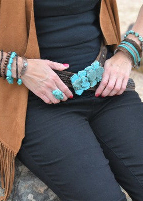 Turquoise Chunk on Cuff Ring