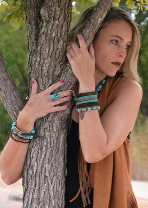 Turquoise Chunk on Cuff Ring