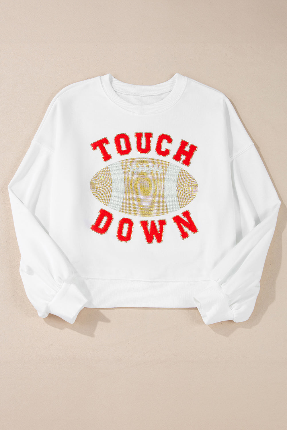 TOUCH DOWN Football Graphic Pullover Sweatshirt