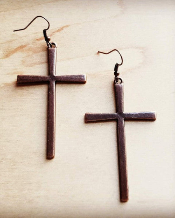 Copper Cross Earrings