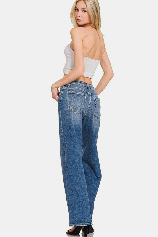 High Rise Wide Leg Jeans with Pockets