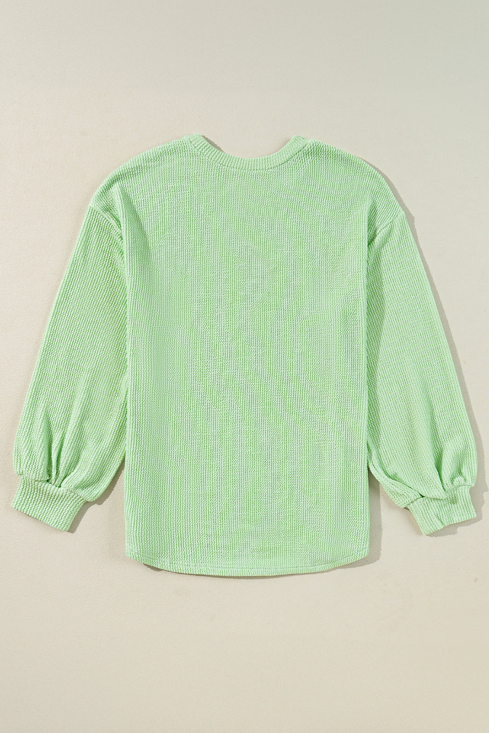 Moonlight Jade Cord Ribbed Drop Shoulder Pullover Top