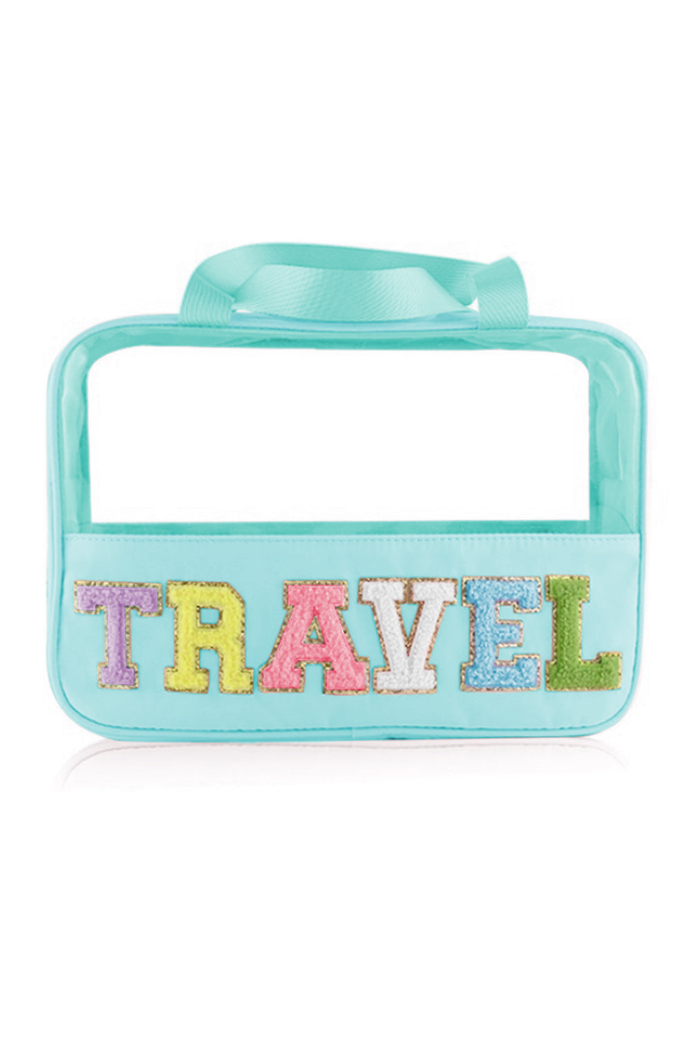 TRAVEL Chenille Letter Clear PVC Makeup Bag