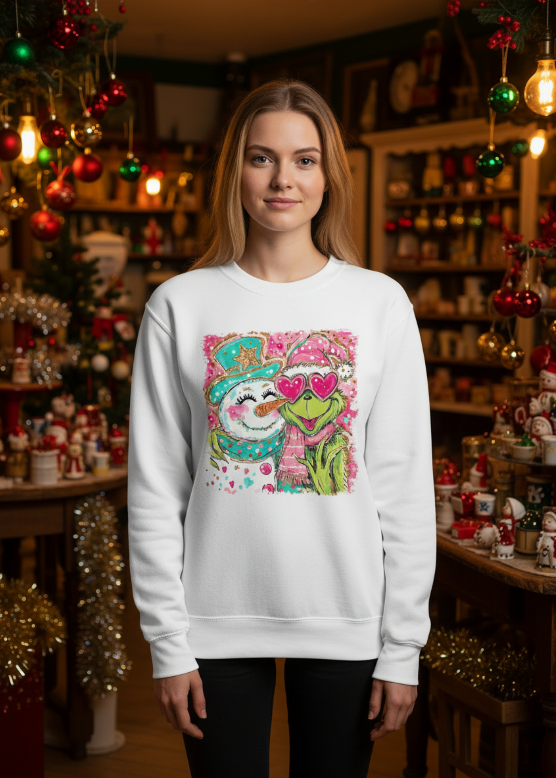 sweatshirt with christmas graphic