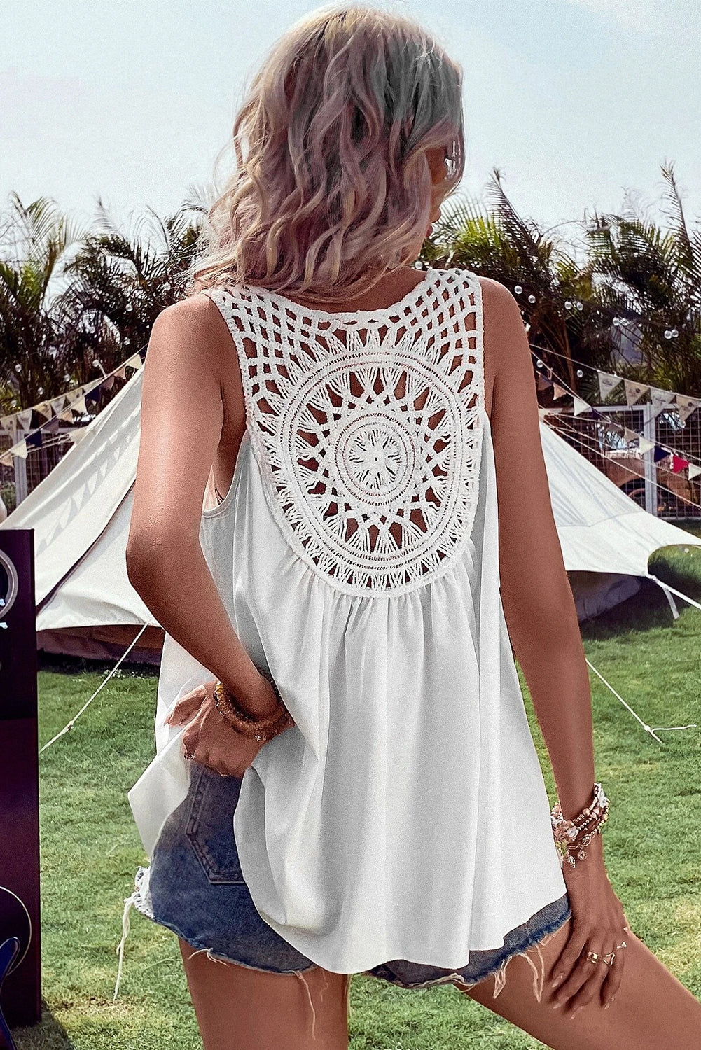 Bohemian Crochet Patchwork Sleeveless Tunic