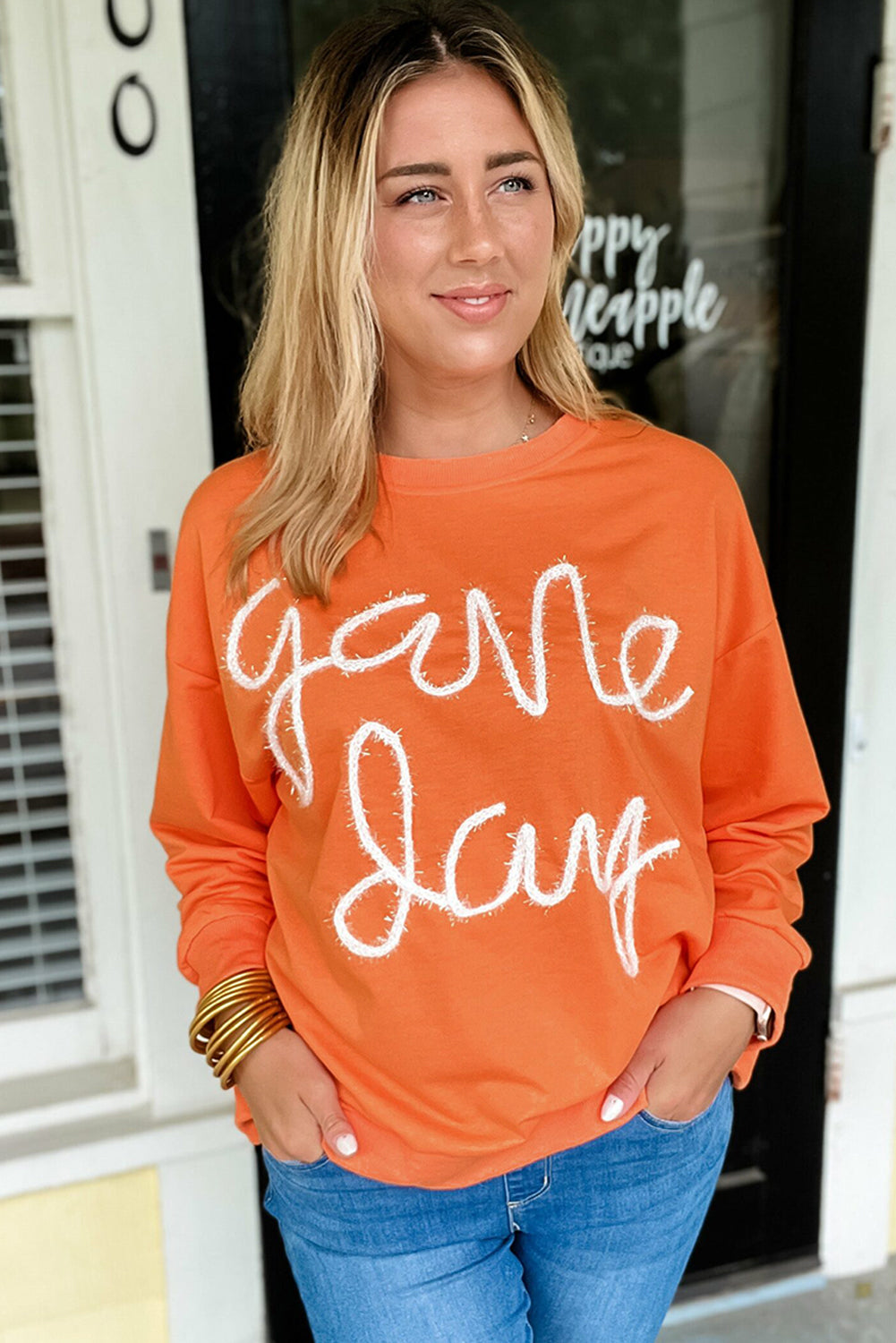 Tinsel Game Day Drop Shoulder Graphic Sweatshirt