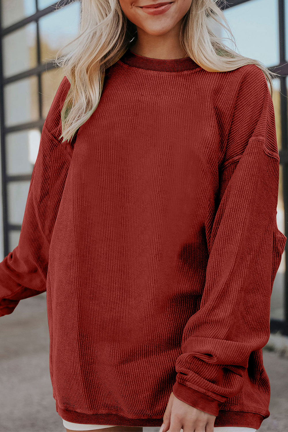 Ribbed Corduroy Oversized Sweatshirt