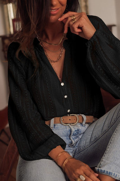 Crochet Lace V-Neck Knit Button Sweater