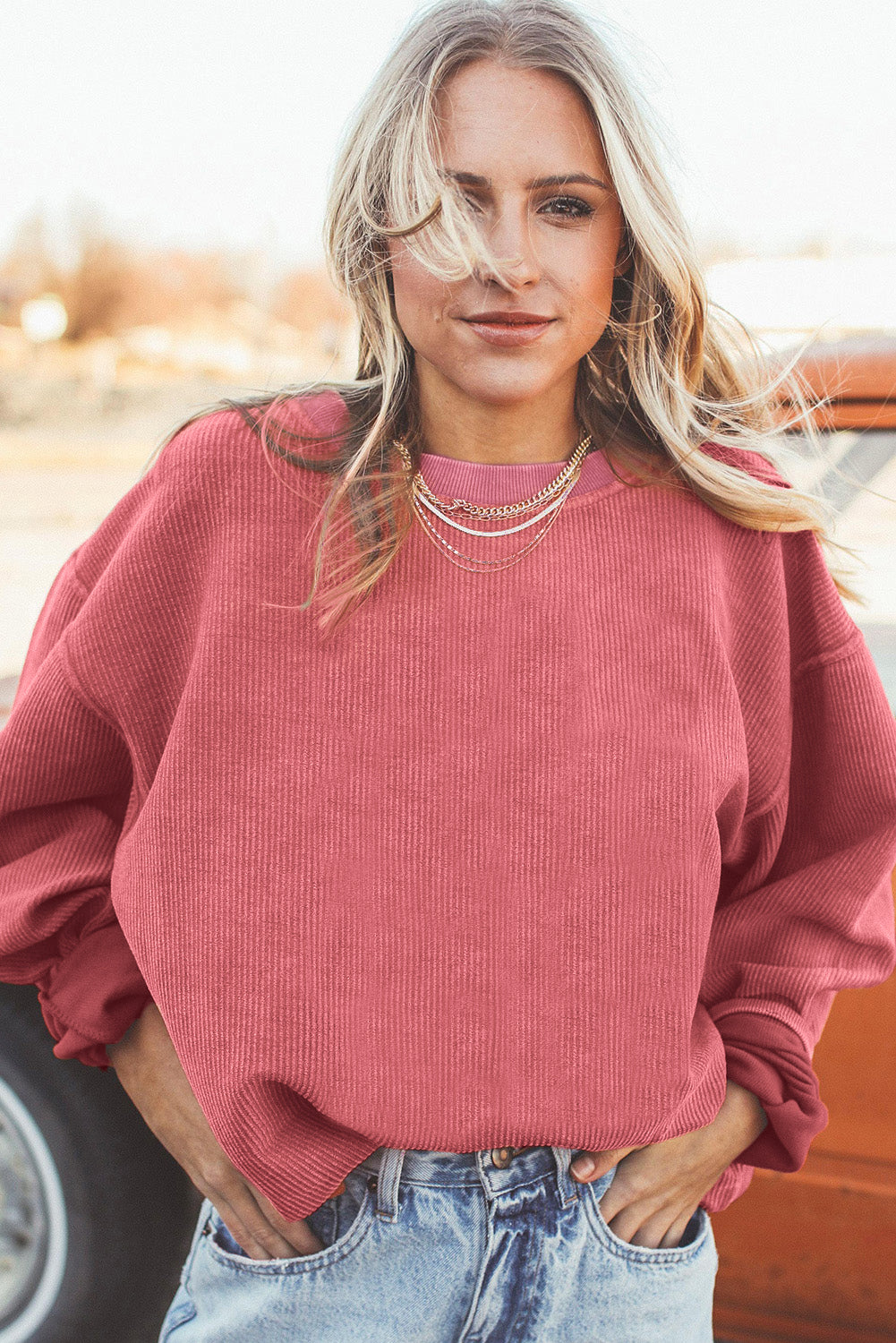 Ribbed Corduroy Oversized Sweatshirt