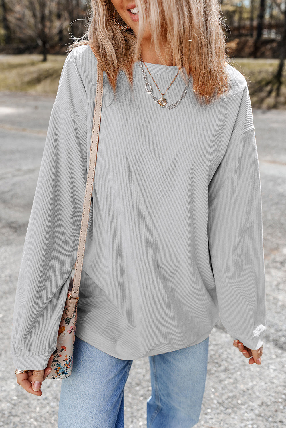 Ribbed Corduroy Oversized Sweatshirt