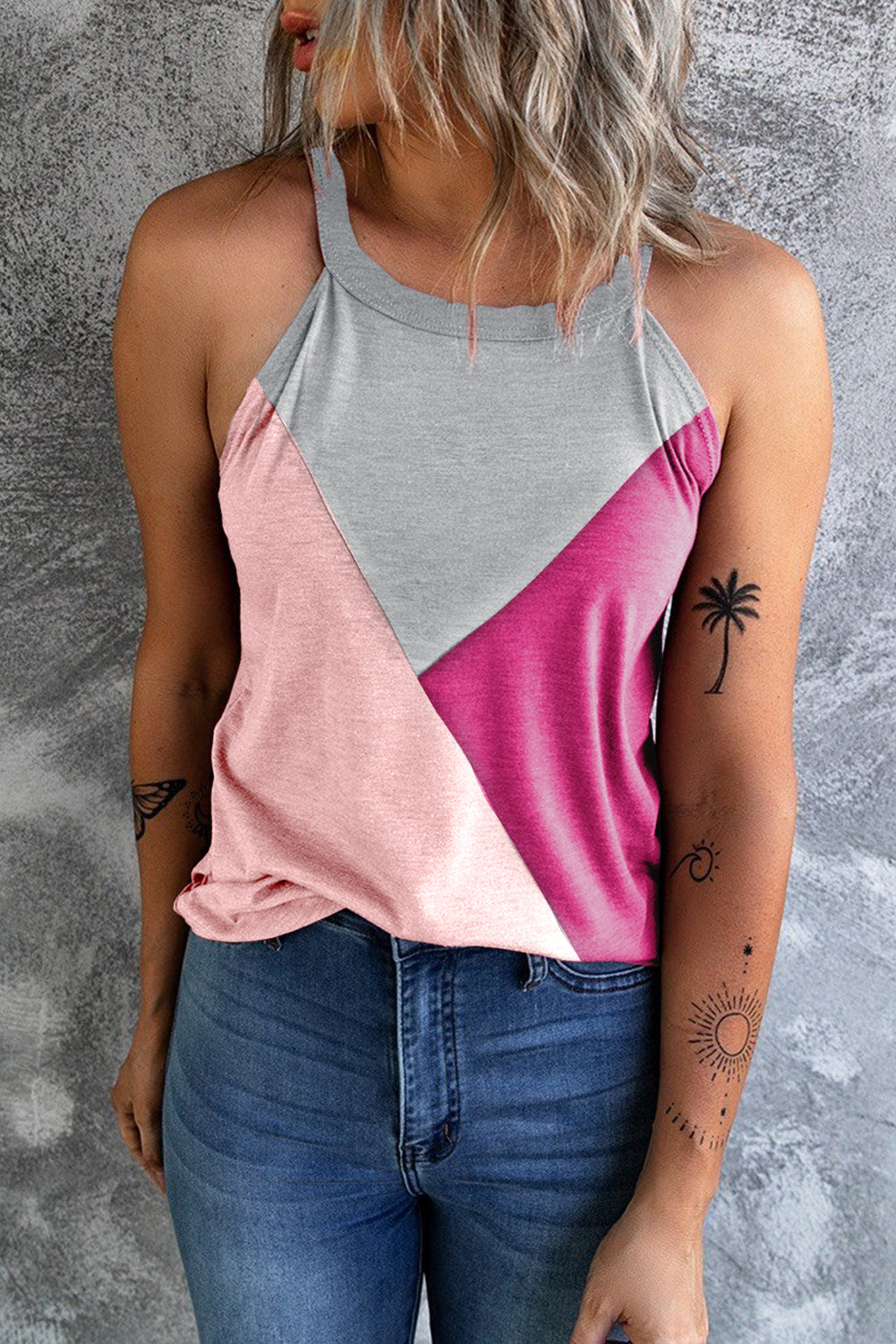 Geometric Color Block Tank Top