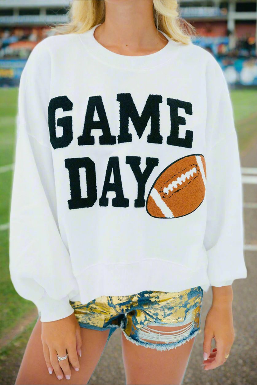 GAME DAY Graphic Varsity Pullover Sweatshirt