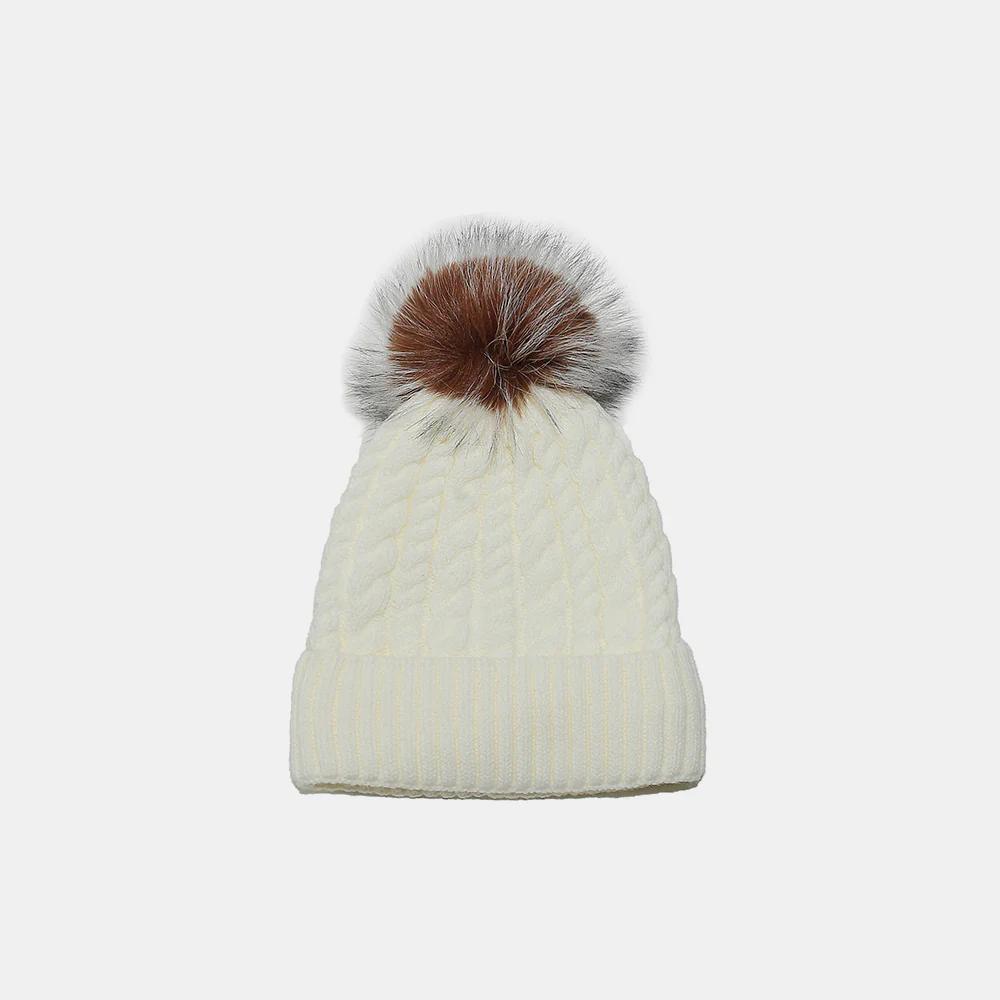 Cable Knit Winter Hat with Pom Pom