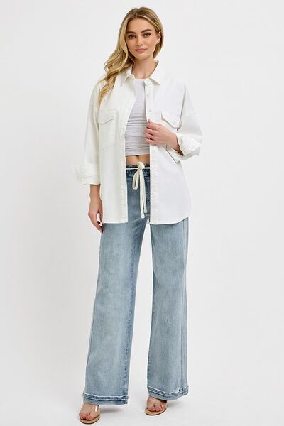 RISEN Straight Leg Jeans with Pockets