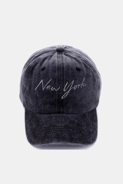 Washed Embroidered Baseball Cap NY or LA