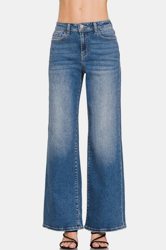 High Rise Wide Leg Jeans with Pockets