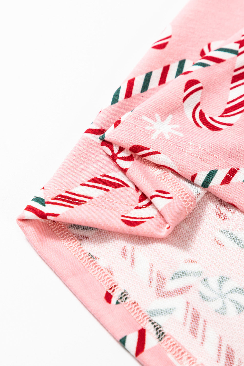 Pink Christmas Candy Cane Two Piece Pajamas Set