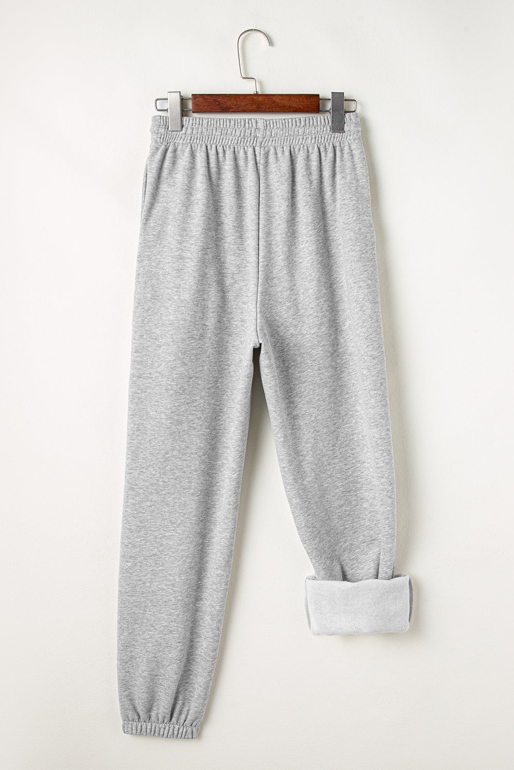 Solid Color Fleece Lined Drawstring Waist Joggers