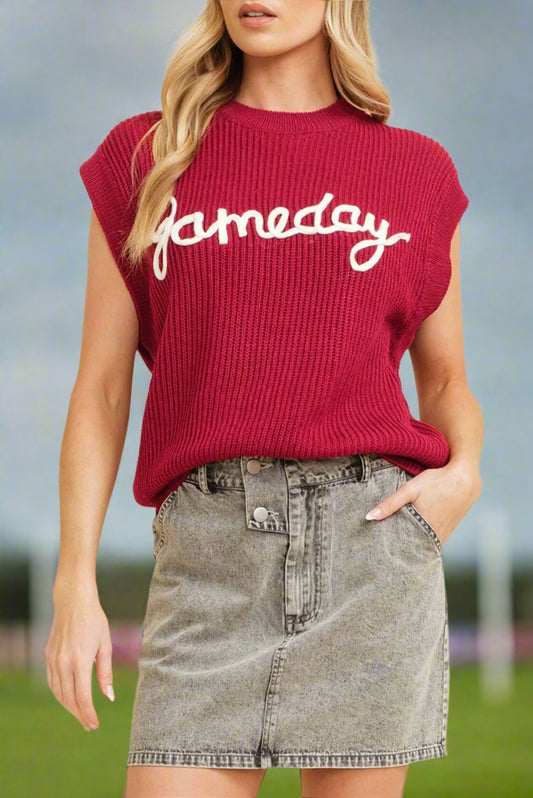 Racing Red Game Day Sleeveless Sweater