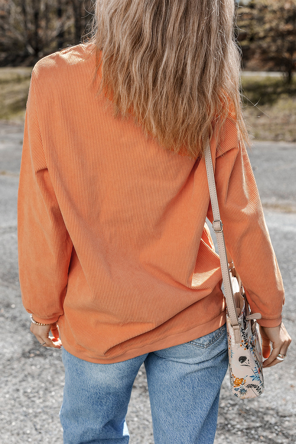 Ribbed Corduroy Oversized Sweatshirt