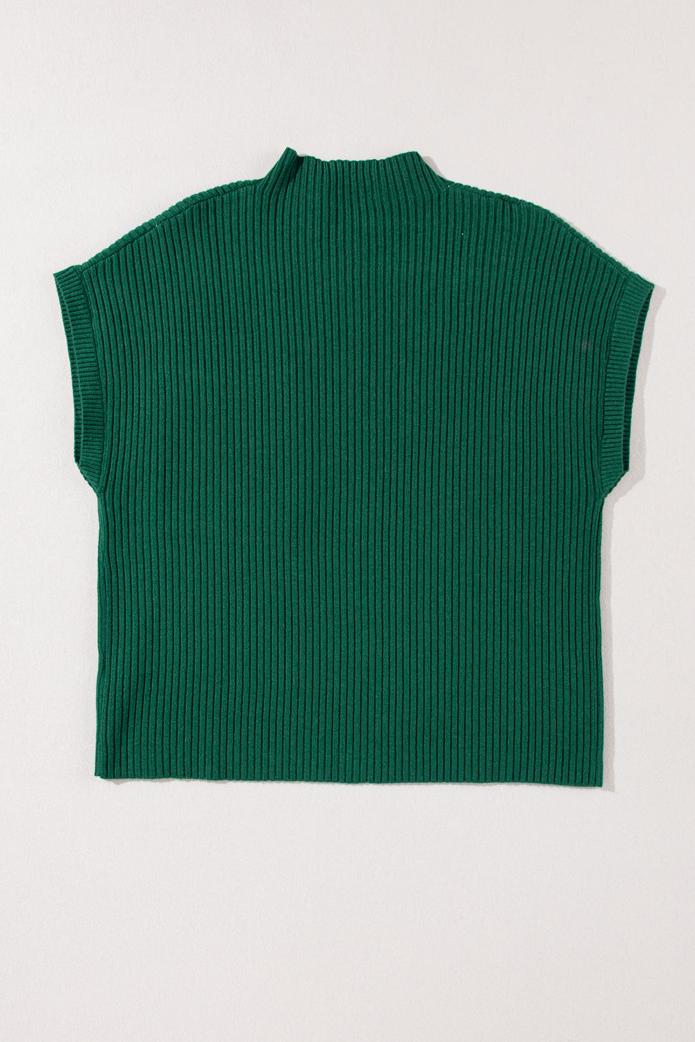 Patch Pocket Ribbed Knit Short Sleeve Sweater