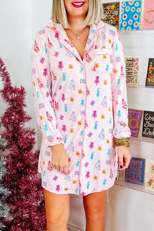 Pink Christmas Twinkle Tree Sleep Dress