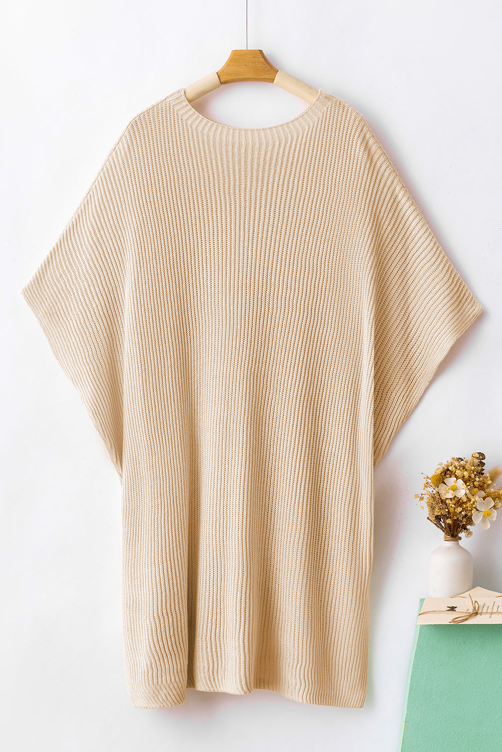 Short Sleeve Side Slit Oversized Sweater