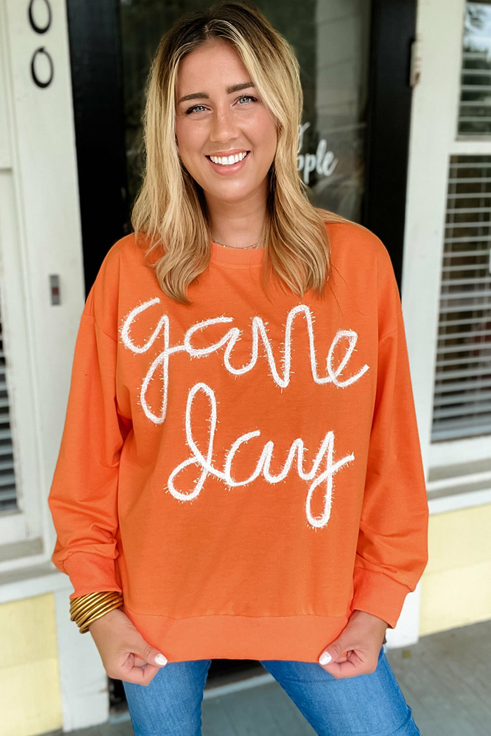 Tinsel Game Day Drop Shoulder Graphic Sweatshirt