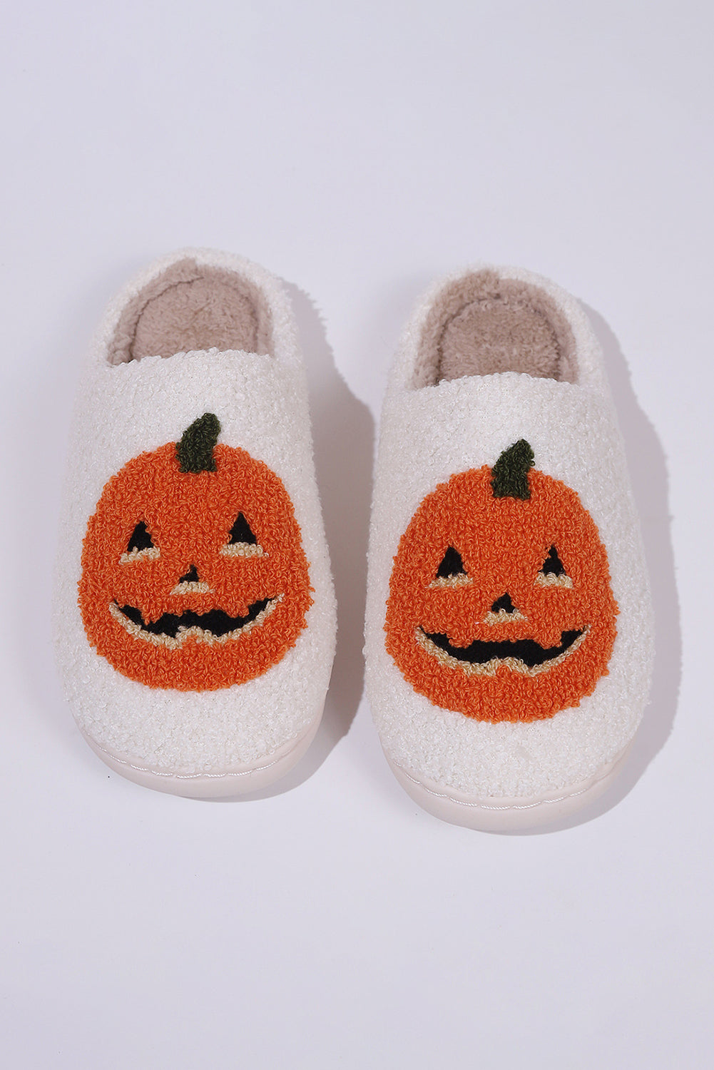 Halloween Pumpkin Print Plush Slippers (Runs Small, Size Up)