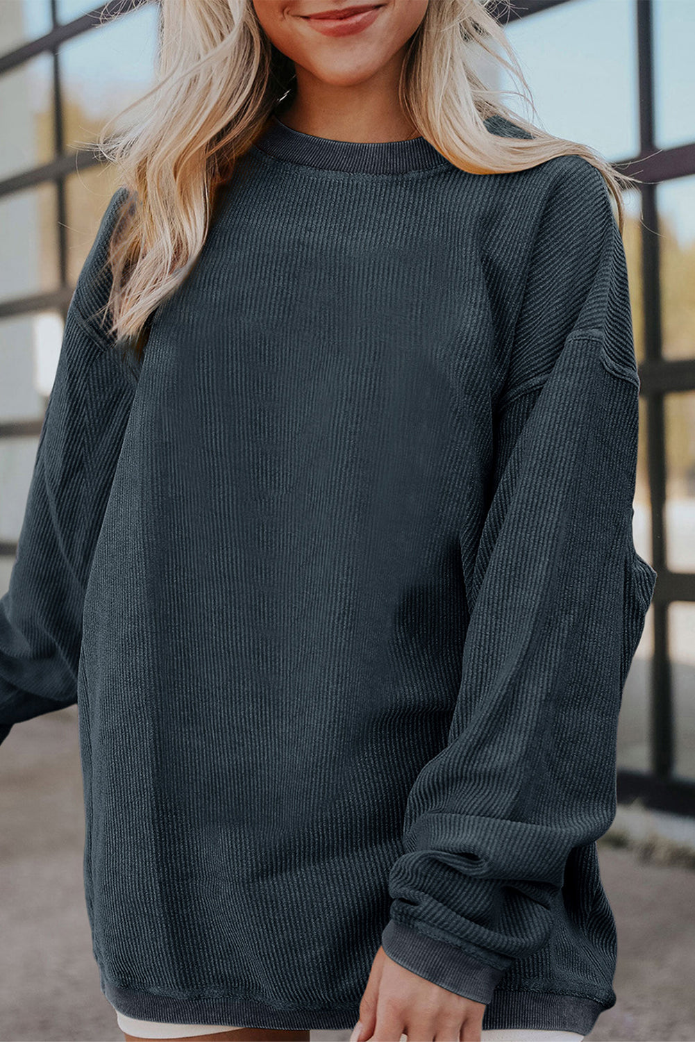 Ribbed Corduroy Oversized Sweatshirt