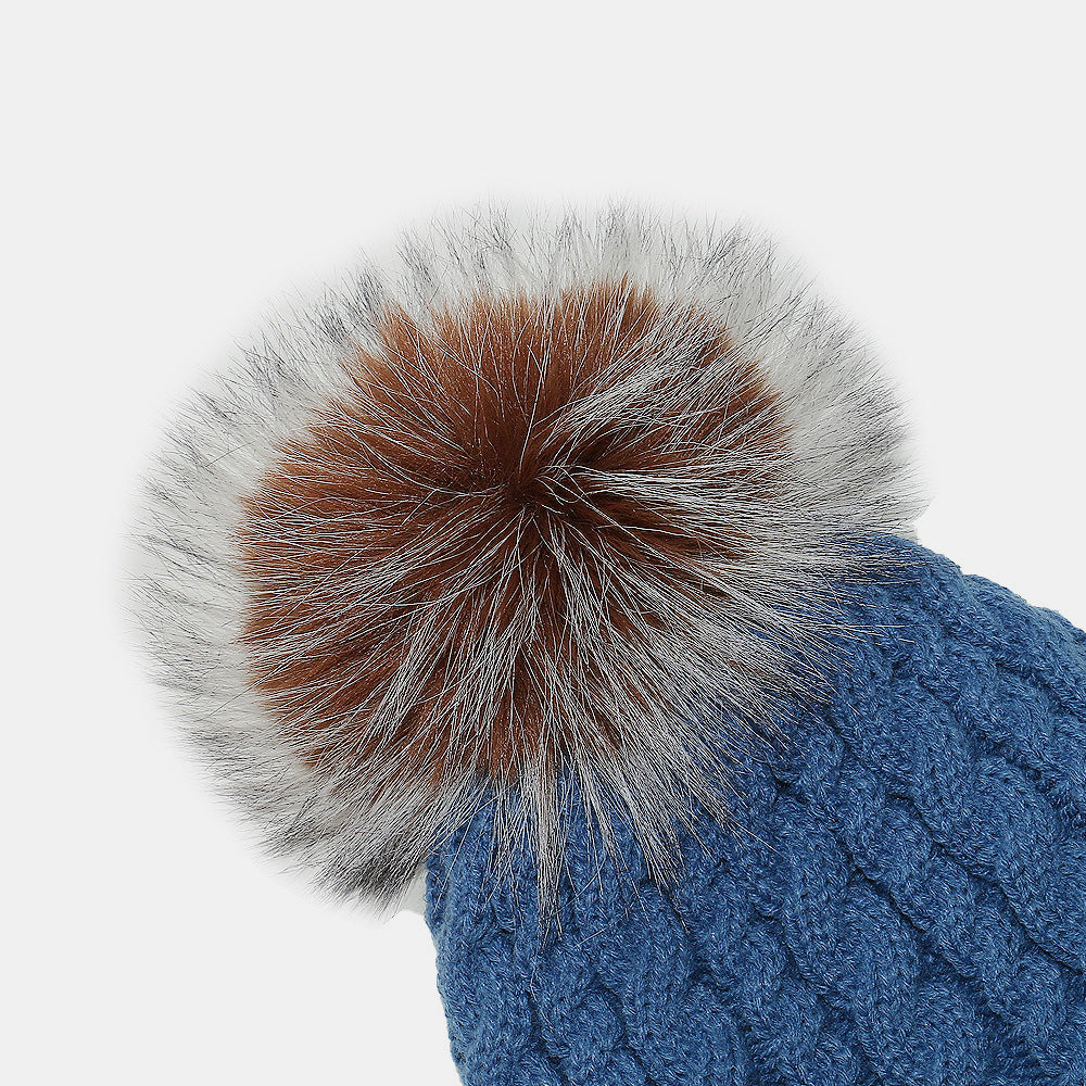 Cable Knit Winter Hat with Pom Pom