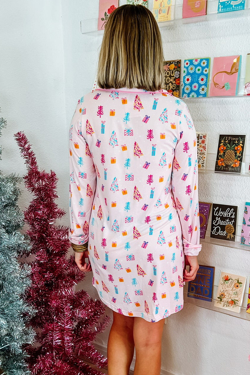 Pink Christmas Twinkle Tree Sleep Dress