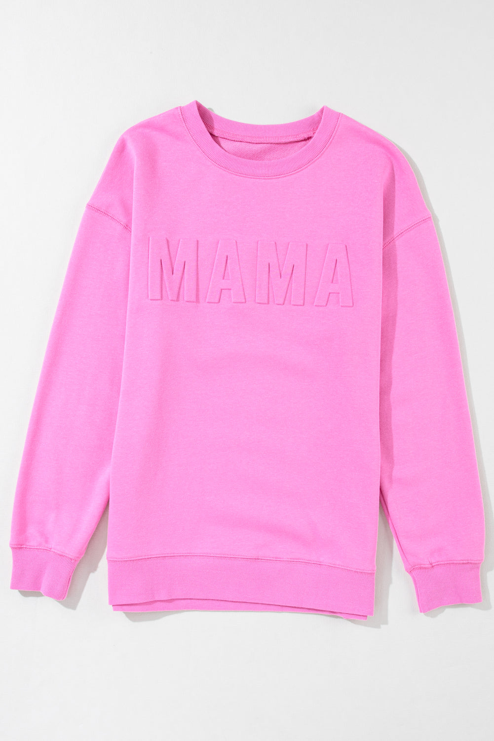 Bright Pink MAMA  Letter Embossed Casual Sweatshirt