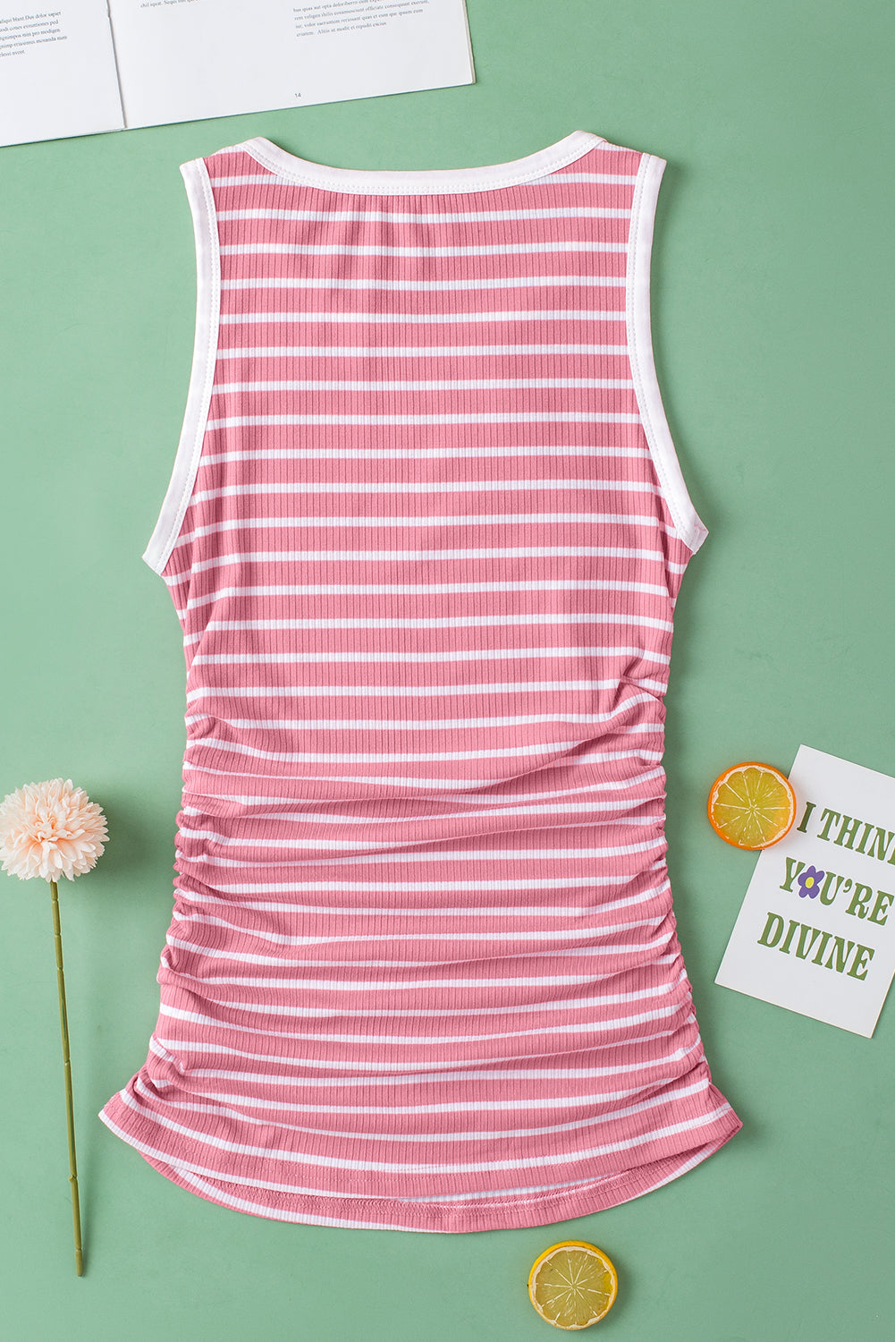 Stripe Contrast Round Neck Slimming Tank