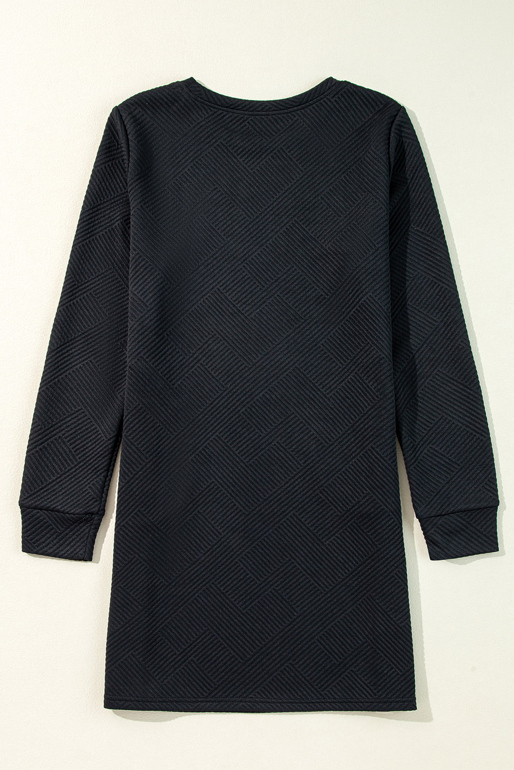 Textured Long Sleeve Shift Dress